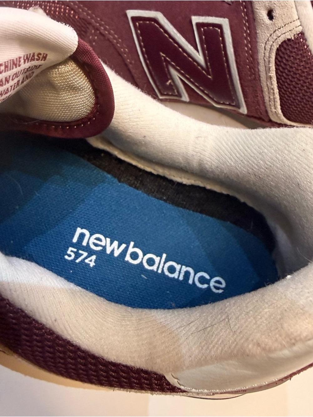 New Balance Women’s 574 Sneakers FM in Burgundy and Beige - Picture 6 of 6